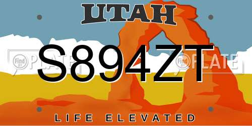 S894ZT Utah License Plate