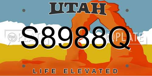 S8988Q Utah License Plate