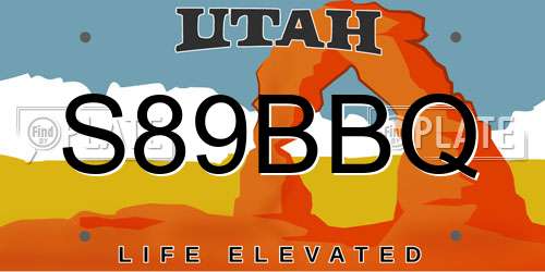 S89BBQ Utah License Plate