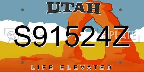 S91524Z Utah License Plate