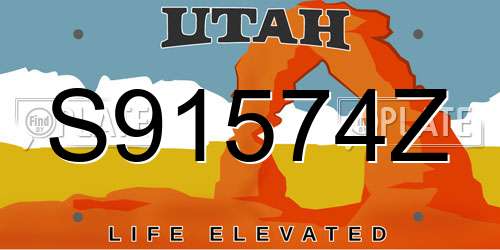 S91574Z Utah License Plate