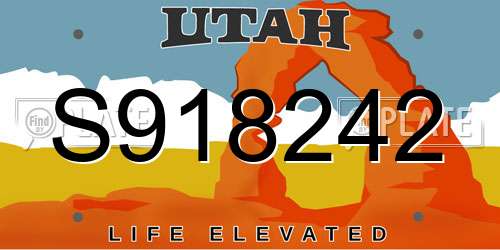 S918242 Utah License Plate