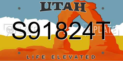 S91824T Utah License Plate