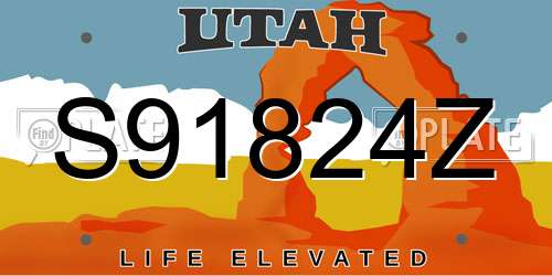 S91824Z Utah License Plate