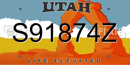 S91874Z Utah License Plate