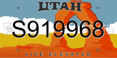 S919968 Utah License Plate
