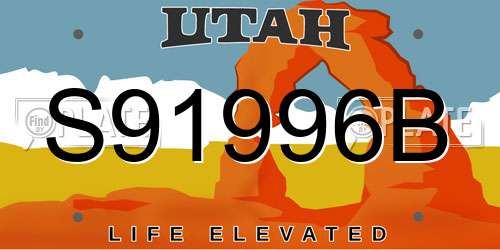 S91996B Utah License Plate