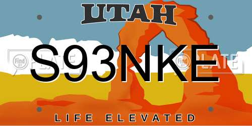 S93NKE Utah License Plate