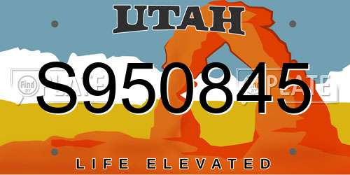 S950845 Utah License Plate