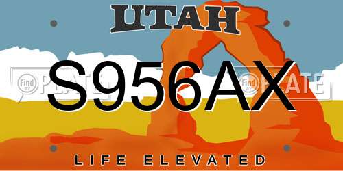 S956AX Utah License Plate