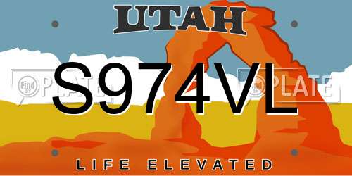S974VL Utah License Plate