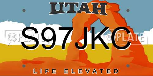 S97JKC Utah License Plate