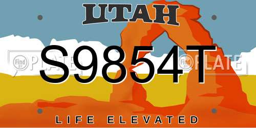 S9854T Utah License Plate