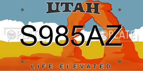 S985AZ Utah License Plate