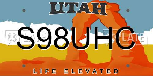 S98UHC Utah License Plate