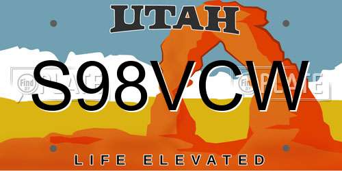 S98VCW Utah License Plate