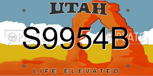 S9954B Utah License Plate