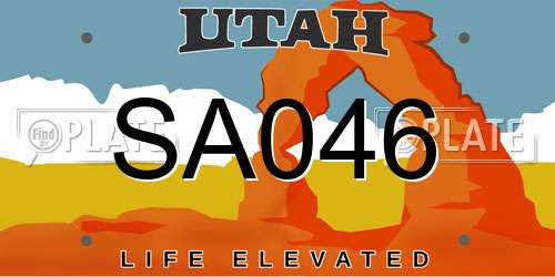 SA046 Utah License Plate