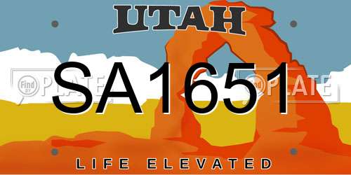 SA1651 Utah License Plate