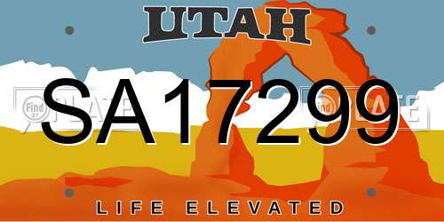 SA17299 Utah License Plate