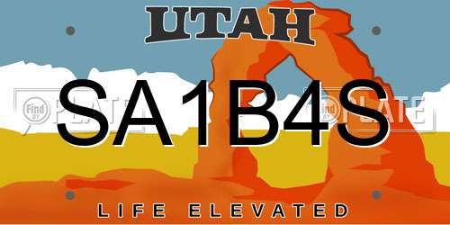 SA1B4S Utah License Plate