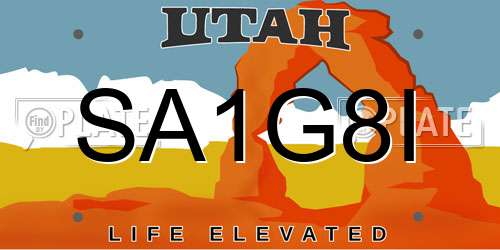 SA1G8I Utah License Plate