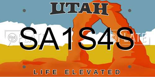 SA1S4S Utah License Plate