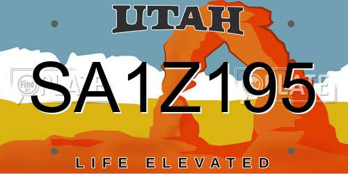 SA1Z195 Utah License Plate
