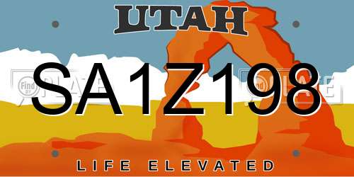 SA1Z198 Utah License Plate
