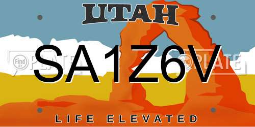 SA1Z6V Utah License Plate