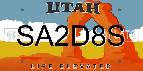SA2D8S Utah License Plate