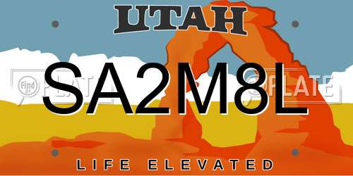 SA2M8L Utah License Plate