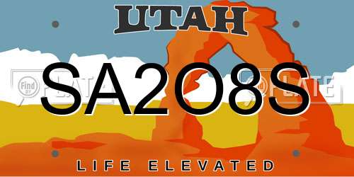 SA2O8S Utah License Plate