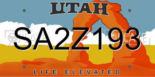 SA2Z193 Utah License Plate