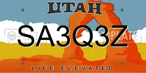 SA3Q3Z Utah License Plate