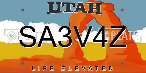 SA3V4Z Utah License Plate