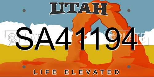 SA41194 Utah License Plate