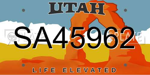 SA45962 Utah License Plate