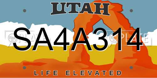 SA4A314 Utah License Plate