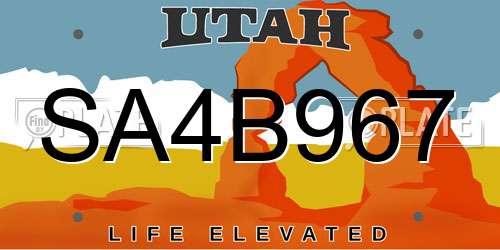 SA4B967 Utah License Plate