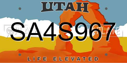 SA4S967 Utah License Plate