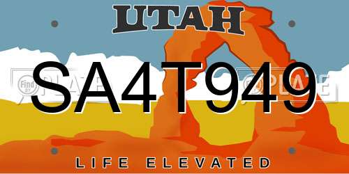 SA4T949 Utah License Plate