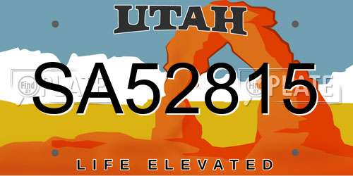 SA52815 Utah License Plate