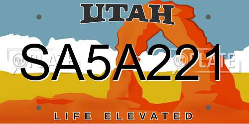 SA5A221 Utah License Plate