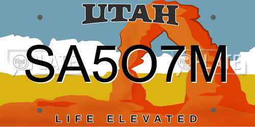 SA5O7M Utah License Plate