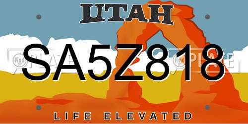 SA5Z818 Utah License Plate