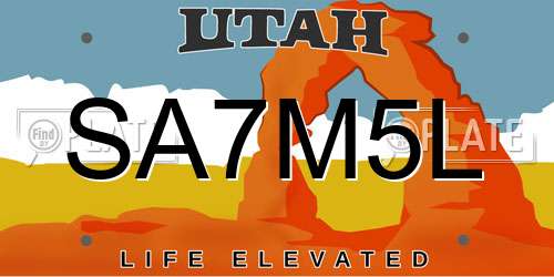 SA7M5L Utah License Plate
