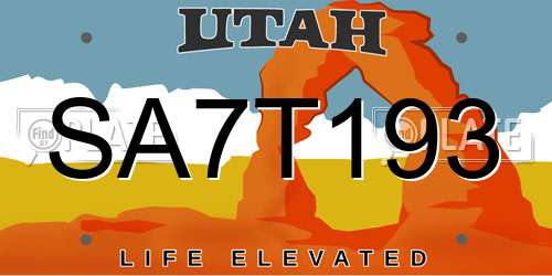 SA7T193 Utah License Plate