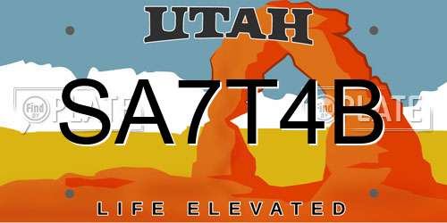 SA7T4B Utah License Plate