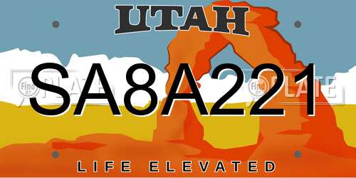 SA8A221 Utah License Plate